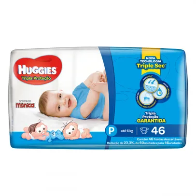 [SP] [1ª Compra] Fralda Descartável Infantil Huggies Tripla Proteção (P) - 46 Unidades 