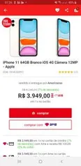 Iphone 11 64gb branco | R$ 3544