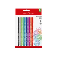 Caneta Ponta Fina, Fine Pen PoP, Faber-Castell,SM/FPP10, cartela com 10 unidades