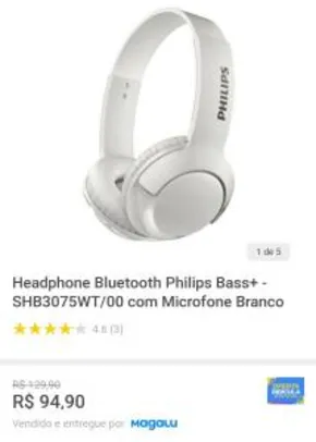 Headphone Bluetooth Philips Bass+ - SHB3075WT/00 com Microfone Branco