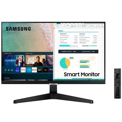 Monitor Smart Samsung 24 Full HD ips Wi-Fi Bluetooth Tizen Tap View hdmi hdr Série M5 Preto