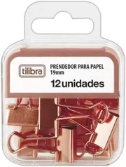 [Prime] Prendedor de Papel 19mm Ouro Rose 12 Unidades, Tilibra | R$ 13