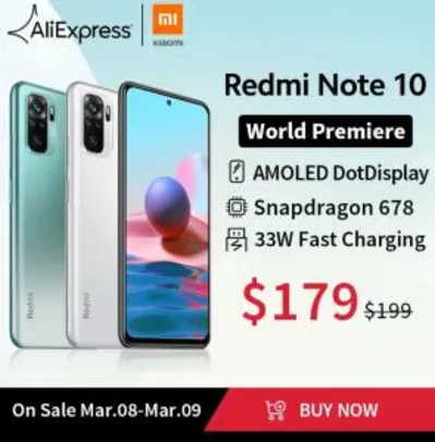 Smartphone REDMI NOTE 10 - 4/64 GB | R$ 895