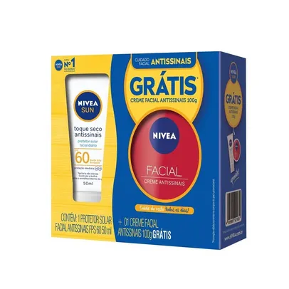 Protetor Solar Nivea Facial Antissinais Fps60 50ml Grátis Creme Facial Antissinais Nivea 100g