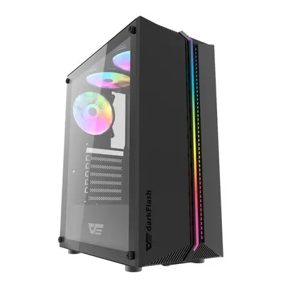 Gabinete Gamer Aigo DarkFlash DK151, RGB, Mid-Tower, Lateral de Vidro, Com 3 Fans, Preto, DK151-BK