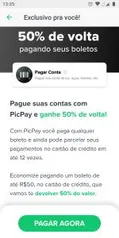 [Usuários Selecionados] 50% de cashback em pagamentos de boleto