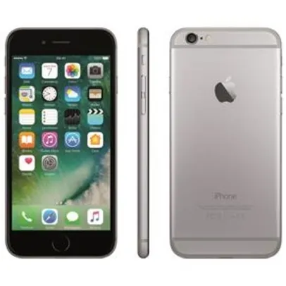 iPhone 6 Apple com 16GB, Tela 4,7”, iOS 8, Touch ID, Câmera iSight 8MP, Wi-Fi, 3G/4G, GPS, MP3, Bluetooth e NFC - Cinza Espacial.  Preço: R$ 2.599,00