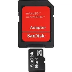 [Submarino] Cartão de Memória MicroSD 16GB SanDisk + Adaptador SD - R$ 19,99