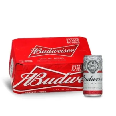 COMPRANDO 3, VOCÊ PAGA 2! Cerveja Budweiser Lata 269ml Caixa com 08 Unidades por R$ 46