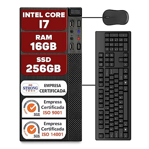 Computador Intel Core i7 16GB SSD 256GB 4 Núcleos Super Turbo Pc Hdmi Teclado e Mouse Strong Tech