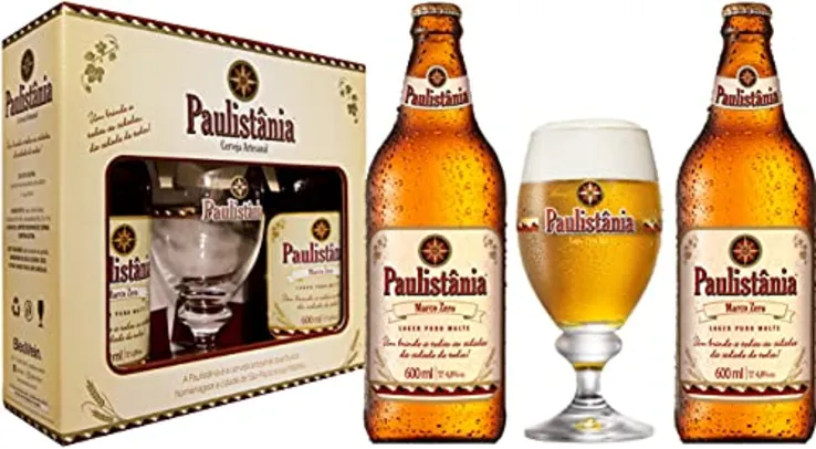 Kit Paulistania - 2 gfas 600 ml Marco Zero + 1 Copo 300 ml Paulistânia 600Ml