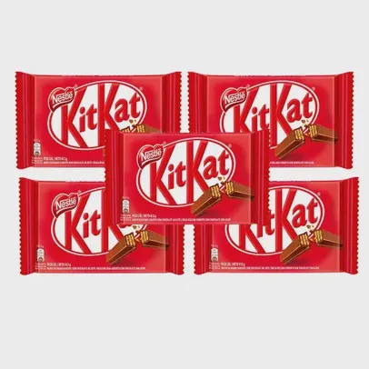 [Selecionados R$0,42 cada]Kit 5 Unidades Chocolate Kit Kat ao leite 41,5G - Nestlé