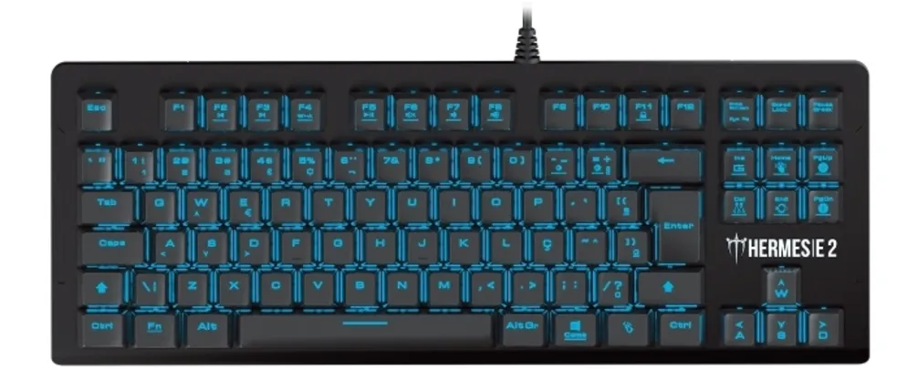 Teclado Mecânico Gamer Gamdias Hermes E2 Led Blue, Switch Brown, ABNT2, HERMES E2 BLUE BR/BROWN