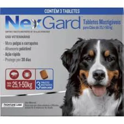 Antipulgas e carrapatos Nexgard 136mg para cães de 25.1kg a 50kg - 3 tabletes | R$138