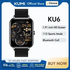 KUMI KU6 & KU6 Meta 1.91 polegada NFC Esporte Smartwatch para Homens Mulheres Bluetooth - taxa inclusa 
