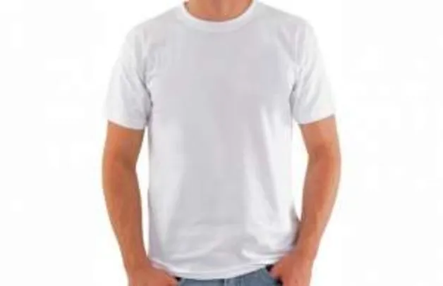 [Peixe Urbano] Kit com 8 Camisetas Brancas Gola Careca 100% Algodão Fio 30.1.  Tamanhos, P/M/G por R$  49