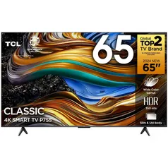 Smart TV 65 4K UHD TCL 65P755 2024 com Processador AIPQ, Google TV, Wi-Fi, Bluetooth, Google Assistente, Dolby Vision e Atmos, 