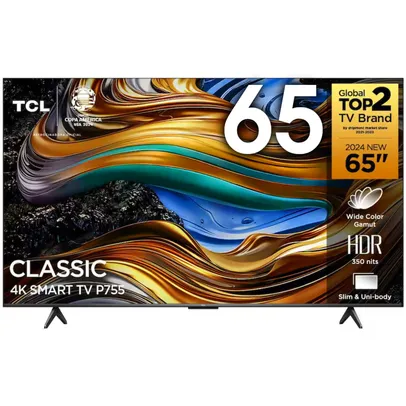 Smart TV 65 4K UHD TCL 65P755 2024 com Processador AIPQ, Google TV, Wi-Fi, Bluetooth, Google Assistente, Dolby Vision e Atmos, 