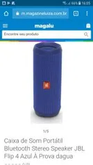 Caixa de Som Portátil Bluetooth Stereo Speaker JBL Flip 4 À Prova dagua - R$369