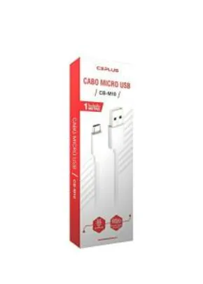 Cabo USB-Micro USB C3Plus 1M 2A Branco - CB-M10WH | R$ 6