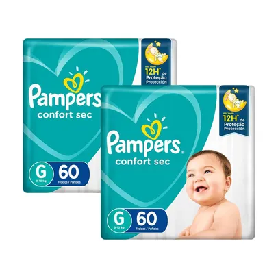 Kit Fralda Pampers Confort Sec Super Tamanho G 120