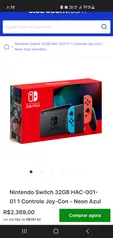 Nintendo Switch 32GB HAC-001-01 1 Controle Joy-Con - Cinza