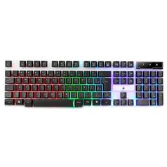 Teclado Gamer Rise Mode G1, RGB Rainbow, USB, Preto e Branco - RM-TG-01-BW