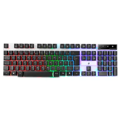 Teclado Gamer Rise Mode G1, RGB Rainbow, USB, Preto e Branco - RM-TG-01-BW