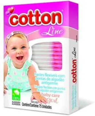Hastes Flexíveis Cartucho Com Visor Baby Care Girl Com75 Unid., Cotton Line | R$1,24