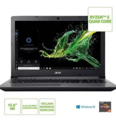Notebook Acer Aspire 3 A315-41-R4RB AMD Ryzen™ 5 2500U R$ 1799
