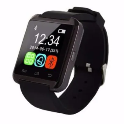 Smartwatch Bluetooth Compativel Com Android Touch Com Pedometro E Contador De Calorias U8 Preto - R$39