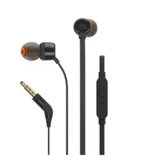 Fone de Ouvido JBL T110 BLK, Intra Auricular, Com Microfone, Preto