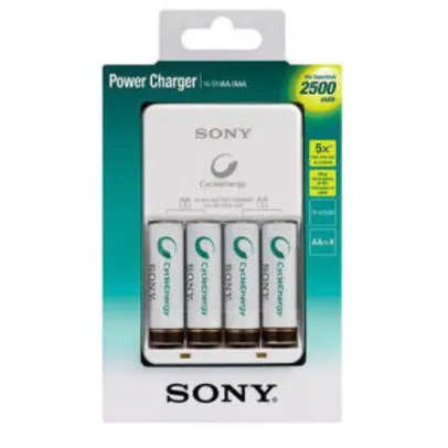 Carregador De Pilhas Recarregaveis Sony Com 4 Pilhas Multi-uso Premium Inclusas 2500mah - R$83