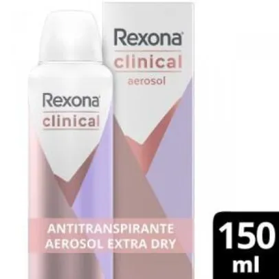 REXONA CLINICAL ANTITRANSPIRANTE AEROSOL EXTRA DRY 96 HORAS 150ML | R$11
