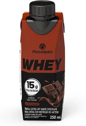 [ PRIME | REC | Prox da Validade | Mais por Menos R$ 3,94 ] Piracanjuba Whey Zero Lactose 15g de proteína Sabor Chocolate 250ml