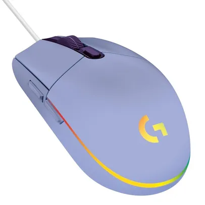 [Com Cashback 88R$] Mouse Gamer Logitech G203 LIGHTSYNC RGB, Efeito de Ondas de Cores, 6 Botões Programáveis e Até 8.000 DPI, Lilás - 910-005852