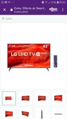 Smart TV LED 43" UHD 4K LG 43UM7510PSB com ThinQ AI Inteligência Artificial