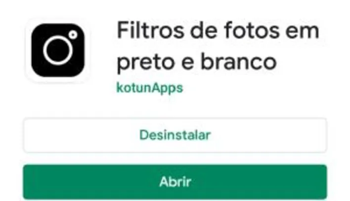 App grátis - Filtros de fotos em preto e branco