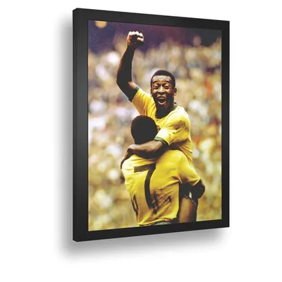 Quadro decorativo emoldurado futebol REI PELÉ Classico retro para sala, quarto