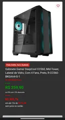 Gabinete Gamer DeepCool CC560, Mid-Tower, Lateral de Vidro, Com 4 Fans