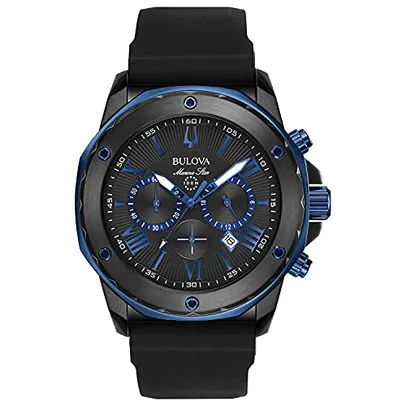 Relógio masculino Bulova Marine Star Series A 98B308, 40mm, preto/azul