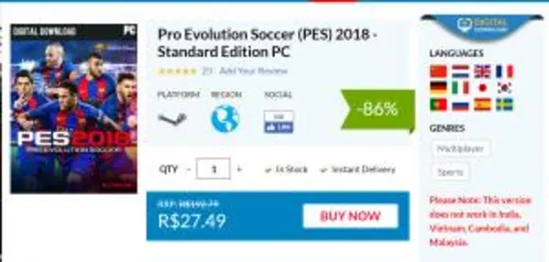 Pro Evolution Soccer (PES) 2018 - Standard Edition PC