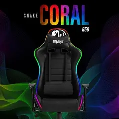 Cadeira Gamer Coral Snake Gaming Reclinável RGB - LED, Preto com LED