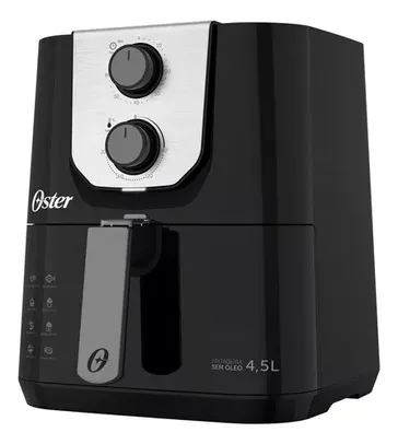 Air Fryer Oster Ofrt510 Black, Fritadeira Elétrica, 4,5l Litros, 127v