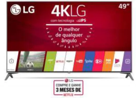 Smart TV 4K LG LED 49” UJ7500 - R$2999