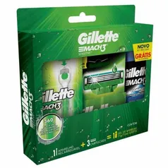 Kit Aparelho de Barbear Gillette Mach3 Acqua-Grip Sensitive com 1 unidade + 3 cartuchos + 1 Gel de Barbear com 72ml | R$30