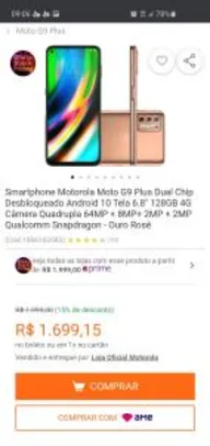 Moto g9 plus Dual Chip Desbloqueado Android 10 Tela 6.8" 128GB 4G | R$1699