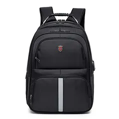 Mochila Executiva Masculina Reforçada Alça Cabo Aço Notebook Usb Preta