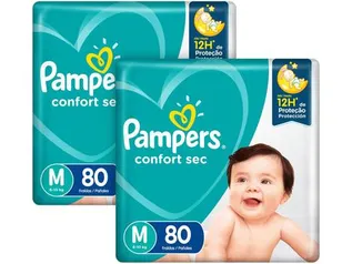 Kit Fraldas Pampers Confort Sec Tam. M 6 a 10kg - 2 Pacotes com 80 Unidades Cada - Fralda Descartável - Magazine Luiza