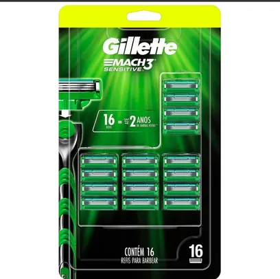 carga para aparelho de barbear gillette-mach3 sensitive 16 unidades